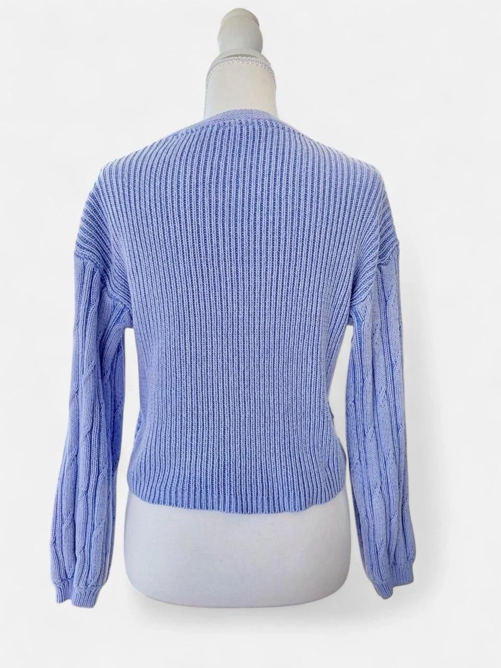 Free People Blue Cotton Cable Knit Sweater XS